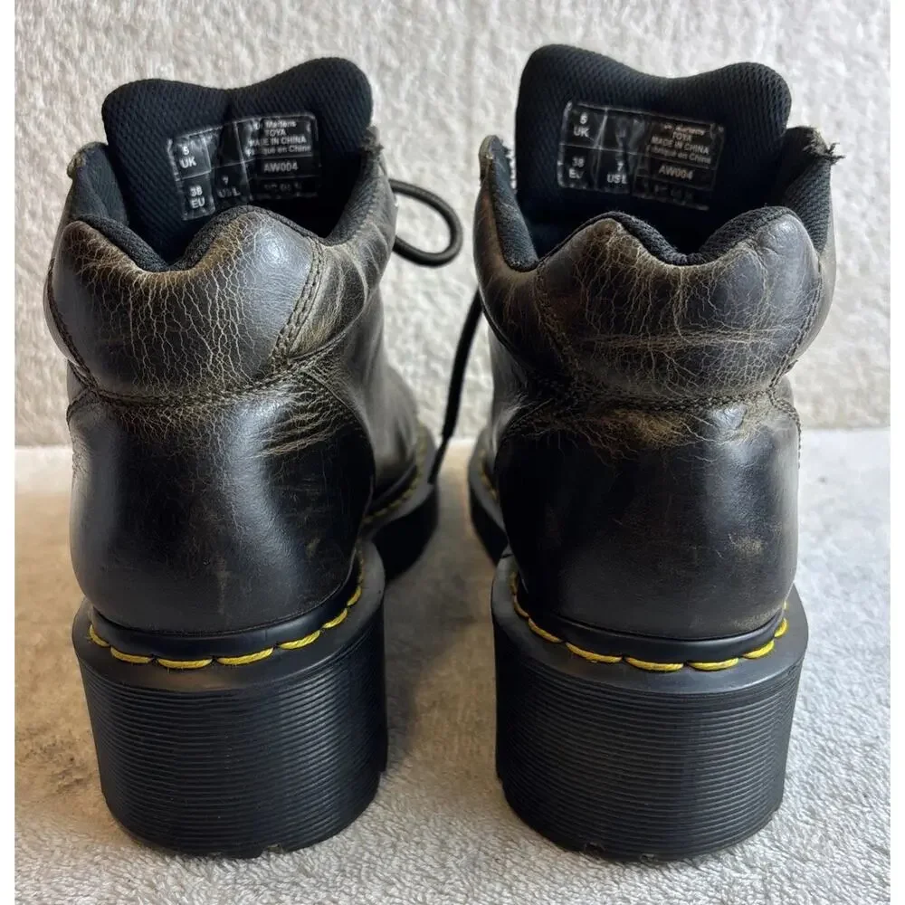 Dr. Martens Leather Toya Chunky Dk Grey Boots Women’s Size 7